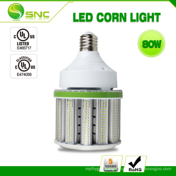 SNC up and down lighting led corn bulb 80w shorter length widely used in warehouse, garage 5 years warranty high CRI AC100-277V